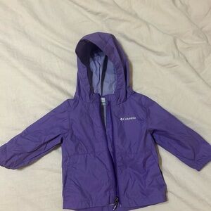 Columbia Purple Raincoat with Hood and Zipper